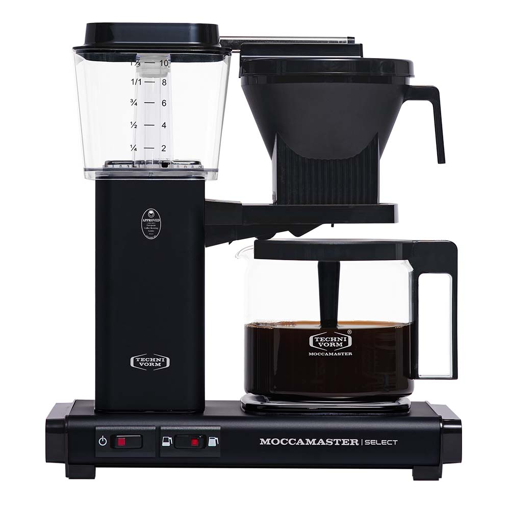 Moccamaster KBG Select kaffebryggare i matt svart med glaskanna och vattenbehållare