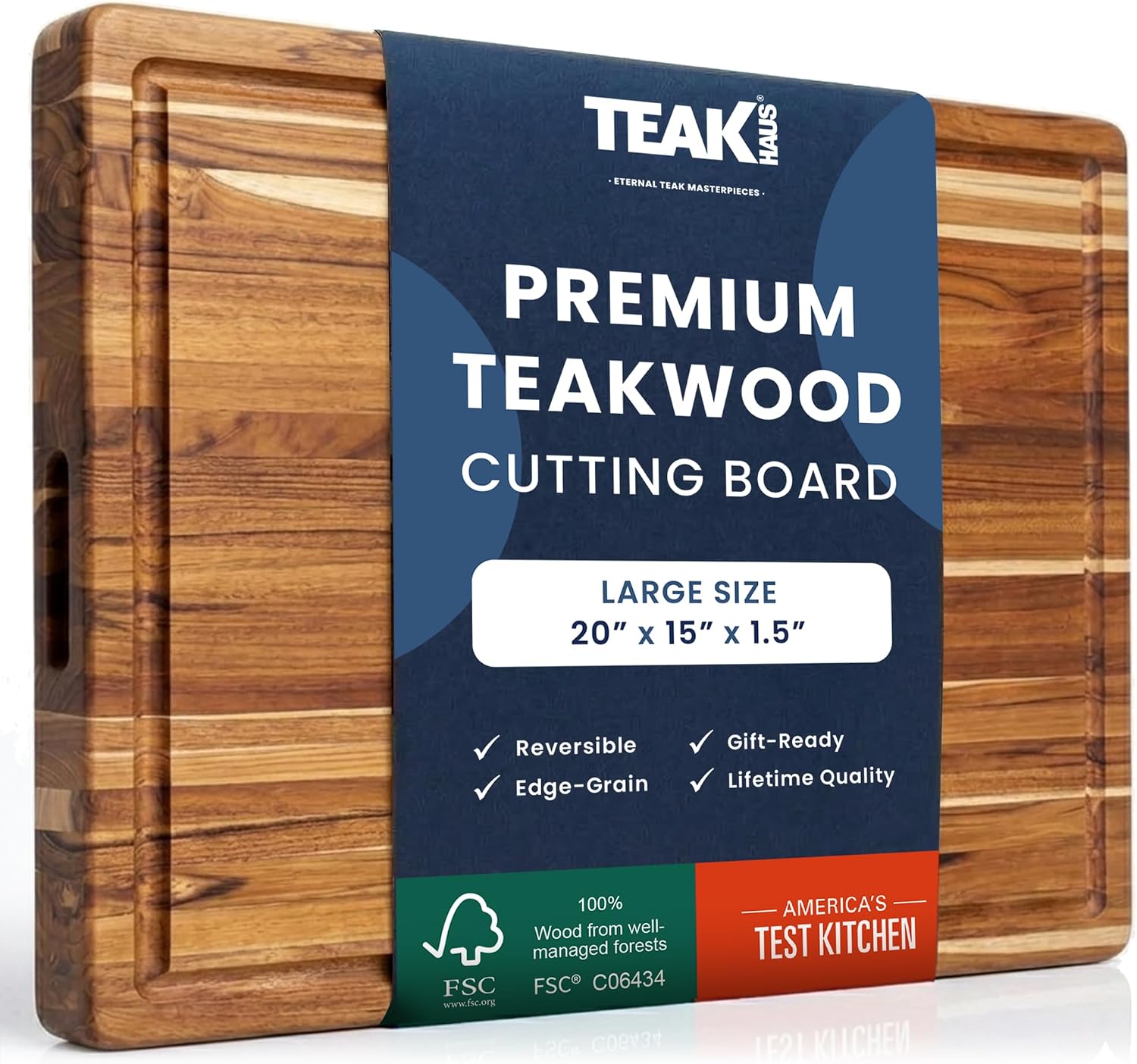 Teakhaus stor träskärbräda i teak med saftränna