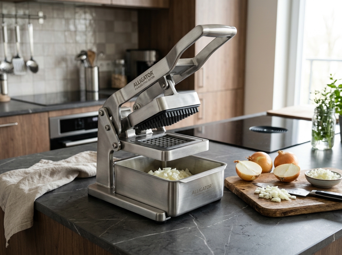 Alligator Stainless Steel professionell lökhackare i stål