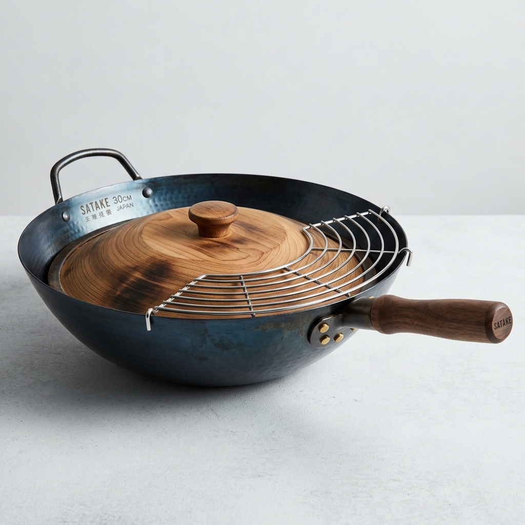 Satake wok-set med trälock och galler