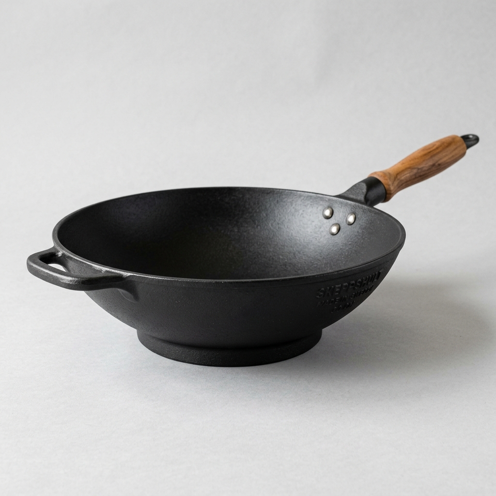 Skeppshult gjutjärnswok 30 cm med trähandtag